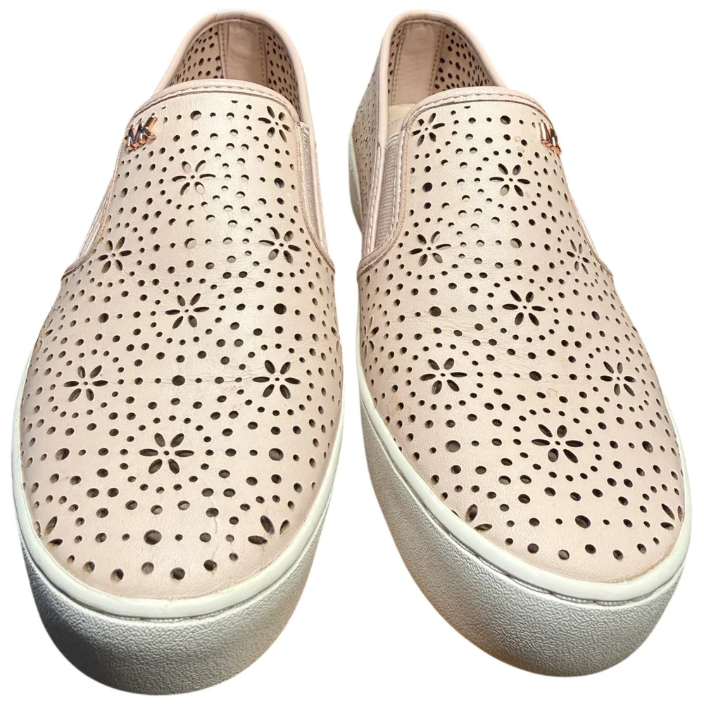 MICHAEL KORS Trent Slip On Women's 7.5 Soft Pink Perforated Leather Sneakers
